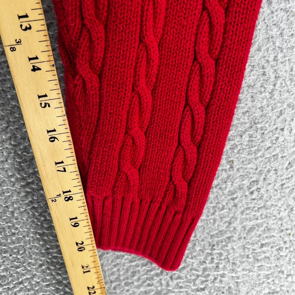 Vintage Y2k Chaps Ralph Lauren Men's‎ Red Cotton Cable Knit Pullover Sweater XL